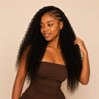 Natural black kinky curly feather crochet human hair pack laid flat