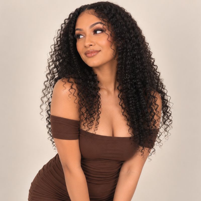 Kinky Curly Human Hair U Part Wig