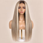 The Frost glueless 5x5 HD closure wig on a stand, showing the HD lace parting