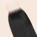 Narrow transparent lace parting space on a straight 2x6 deep part closure