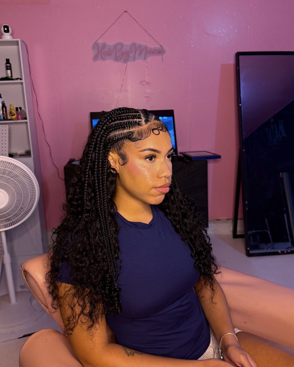 Virgin Brazilian water wave hair texture shown up close against skin