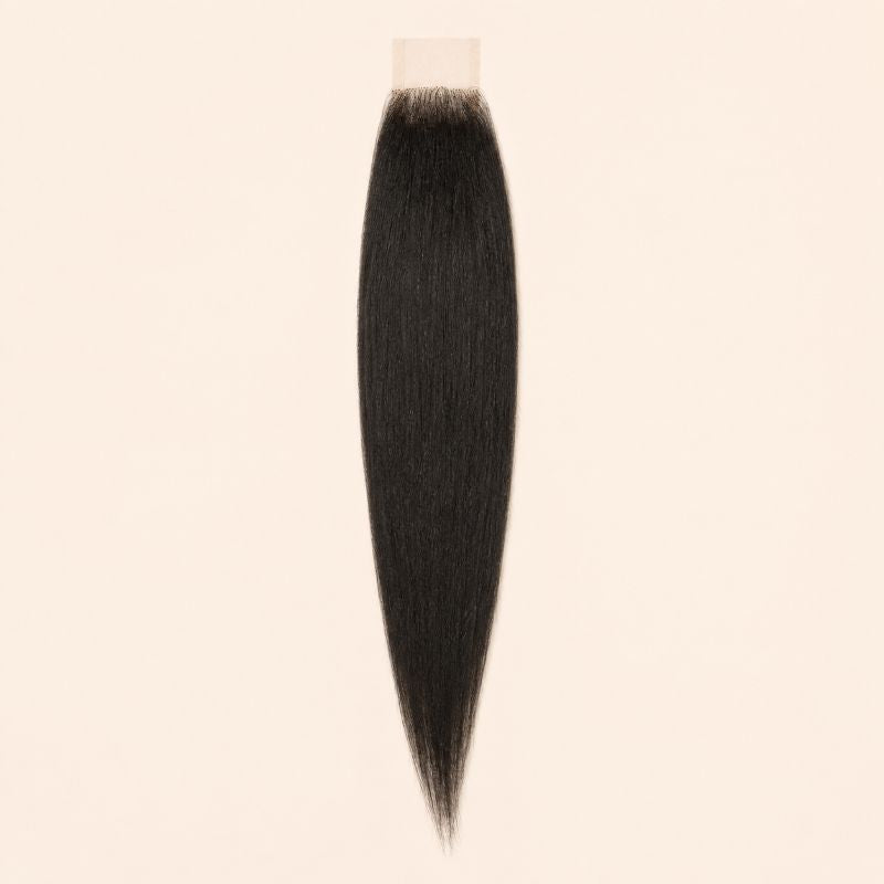Yaki straight deep part closure measuring two inches across by six inches back