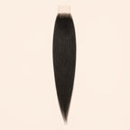 Yaki straight deep part closure measuring two inches across by six inches back
