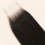 Yaki straight texture with the grain of pressed hair on a 2x6 lace closure