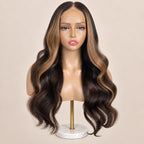 The Wildflower glueless 5x5 HD closure wig on a stand, showing the HD lace parting