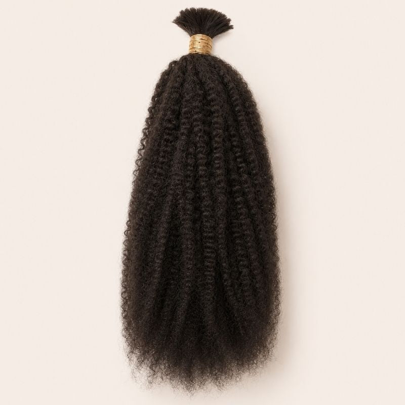 Single bundle of natural black afro kinky bulk human braiding hair
