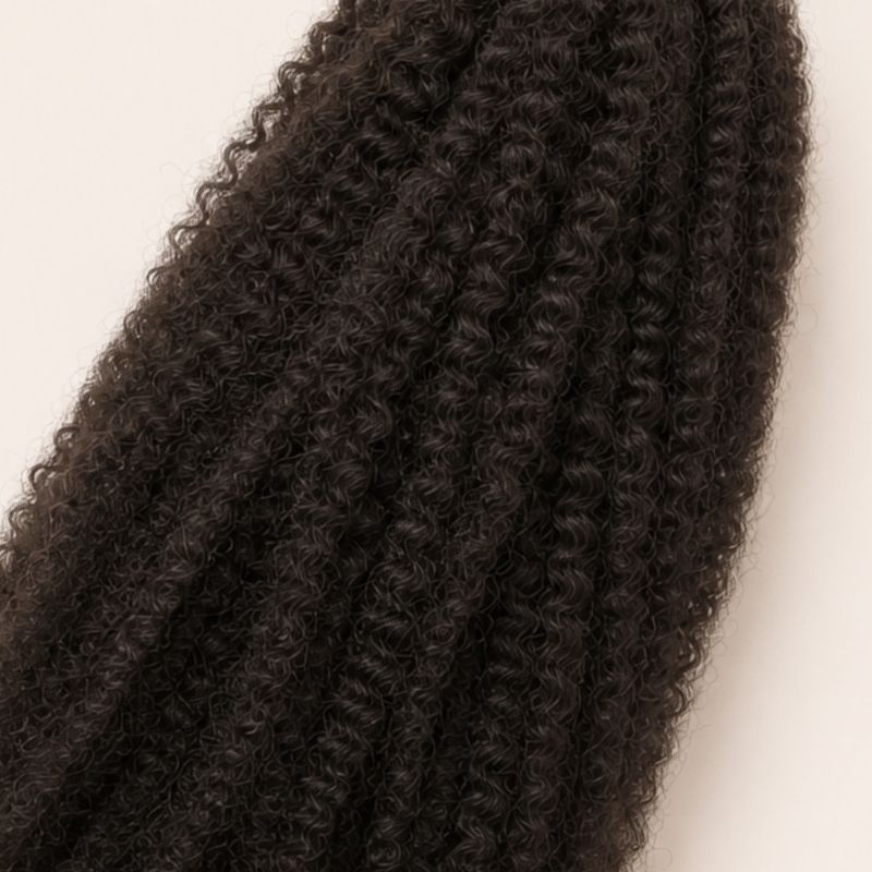 Close-up of the afro kinky texture in natural black human braiding hair