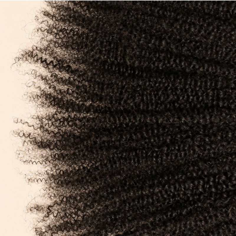 Close-up of the Afro kinky curly texture on a 13x6 HD lace frontal