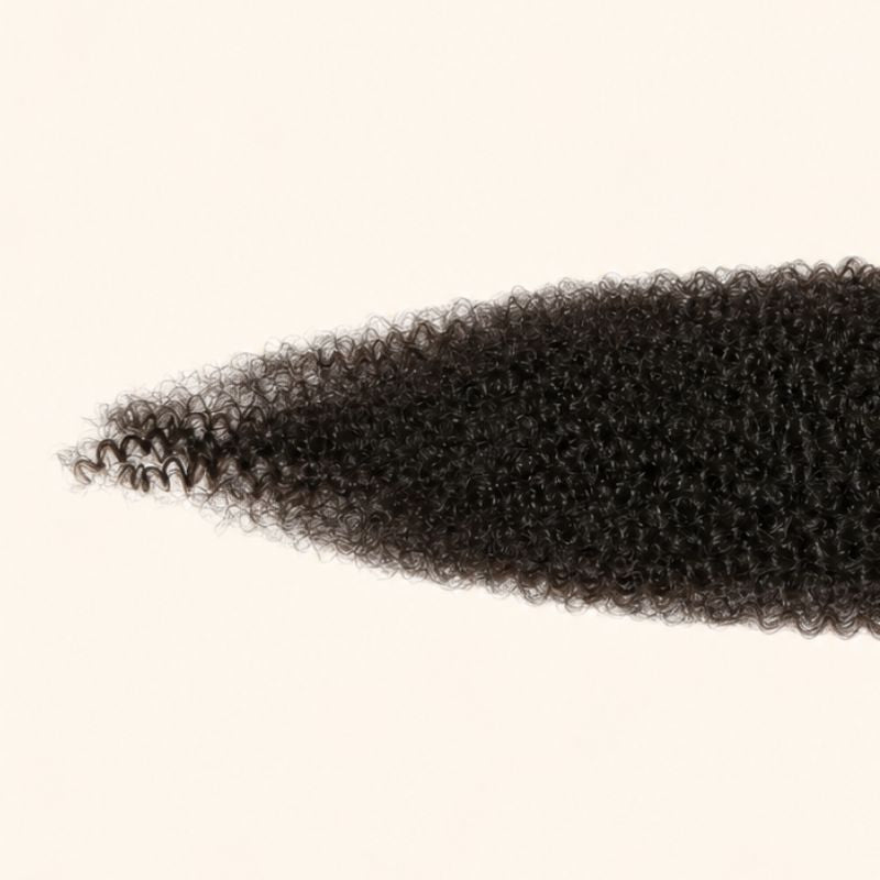 Close-up of the Afro kinky curly texture on a 2x6 HD lace closure