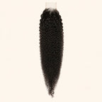 Afro kinky curly 2x6 HD lace closure in natural black, laid flat showing the full hair length