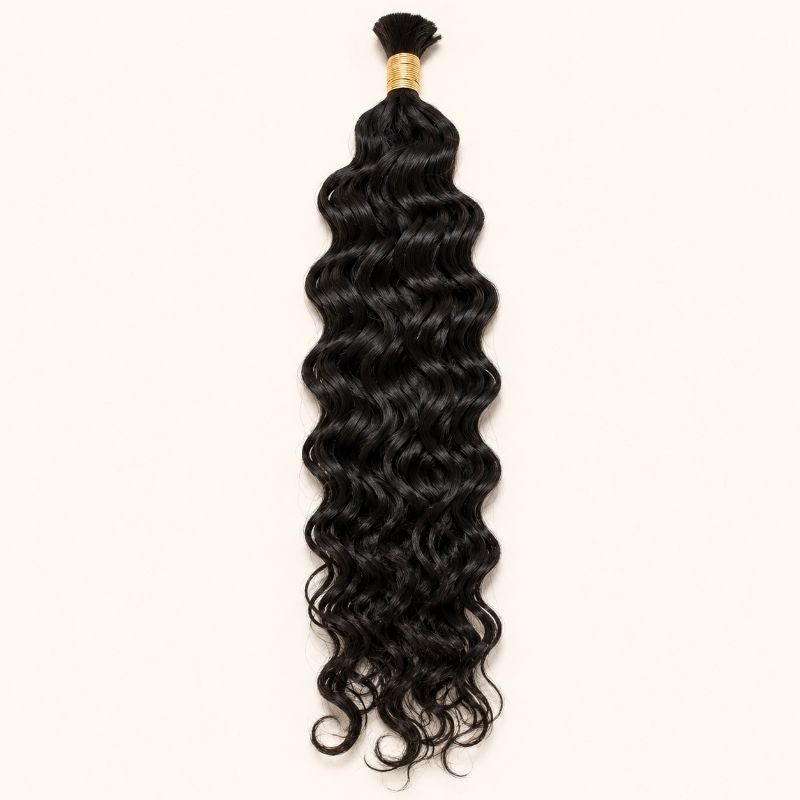 Single bundle of natural black beach wave bulk human braiding hair