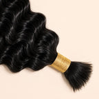 Bundles of natural black beach wave bulk human braiding hair banded together