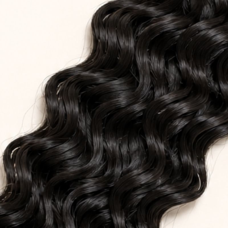 Close-up of the beach wave texture in natural black human braiding hair