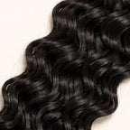 Close-up of the beach wave texture in natural black human braiding hair