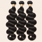 Three body wave human hair bundles standing side by side