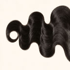 Close-up of the body wave texture on a 6x6 HD lace closure
