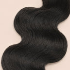 Close-up of the body wave texture in natural black human braiding hair
