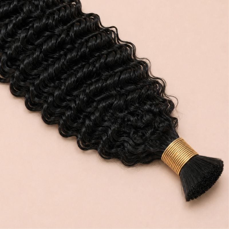 Bundles of natural black burmese curly bulk human braiding hair banded together
