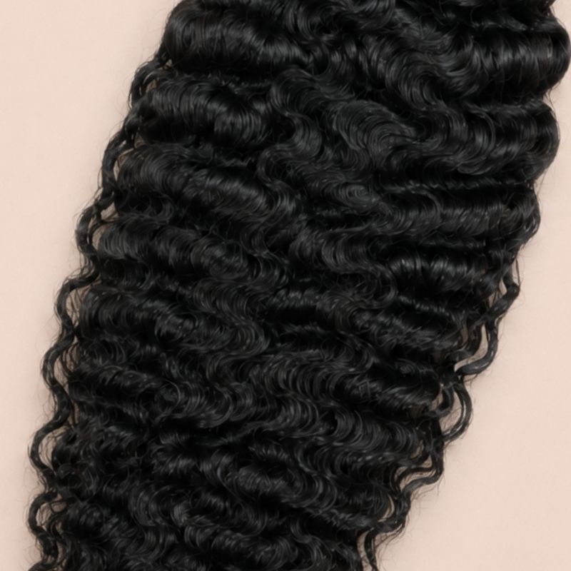 Close-up of the burmese curly texture in natural black human braiding hair