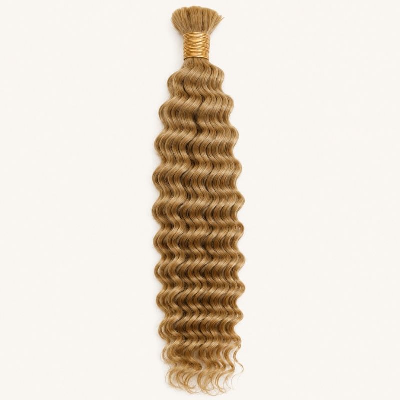 Single bundle of color 27 honey blonde deep wave bulk human braiding hair