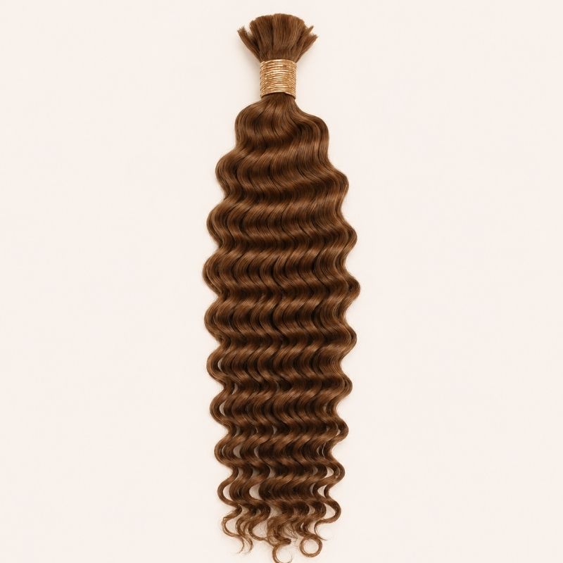 Single bundle of color 30 auburn deep wave bulk human braiding hair