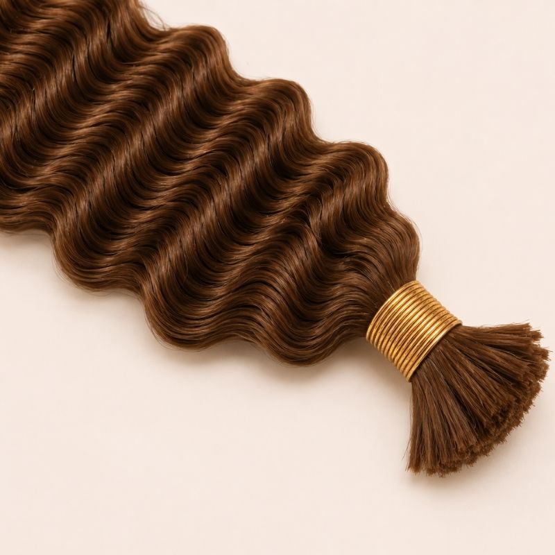 Bundles of color 30 auburn deep wave bulk human braiding hair banded together