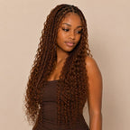 Full length of color 30 auburn deep wave human braiding hair styled on model