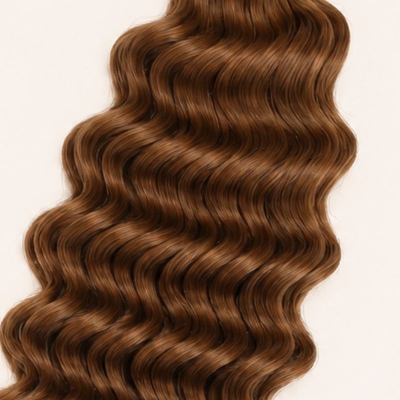 Close-up of the deep wave texture in color 30 auburn human braiding hair