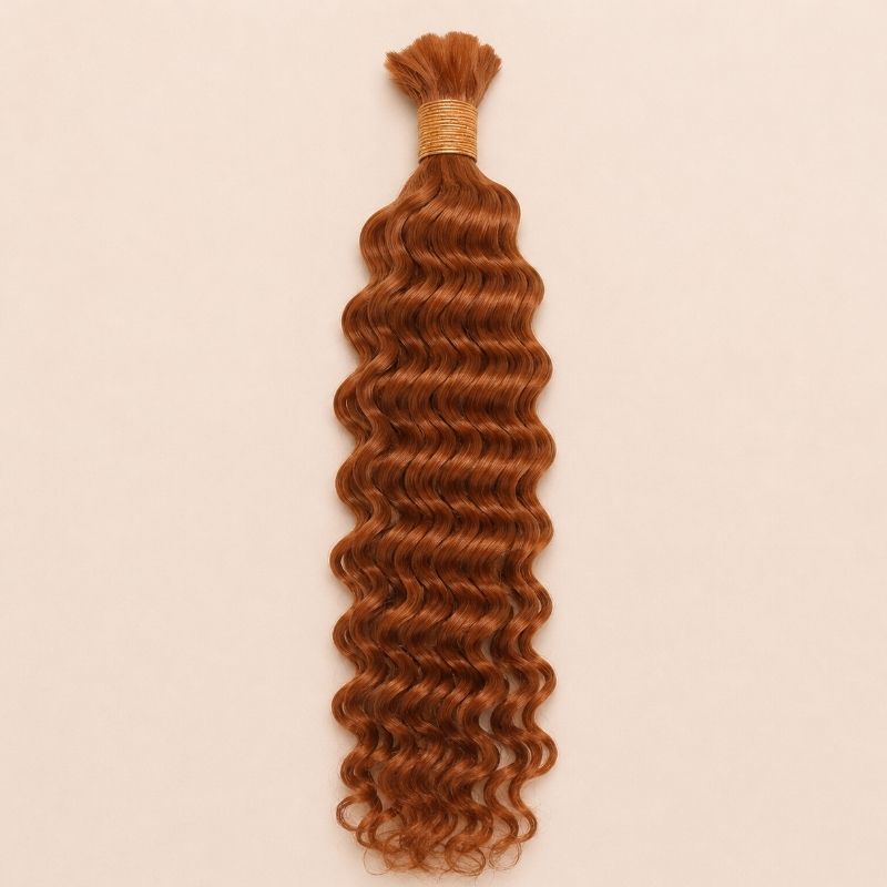 Single bundle of color 350 copper deep wave bulk human braiding hair