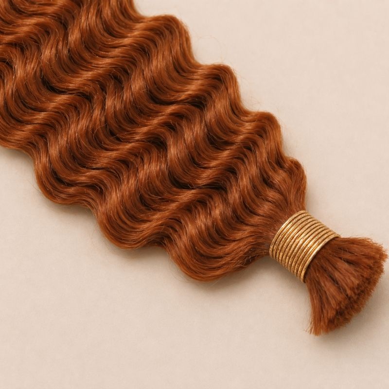 Bundles of color 350 copper deep wave bulk human braiding hair banded together