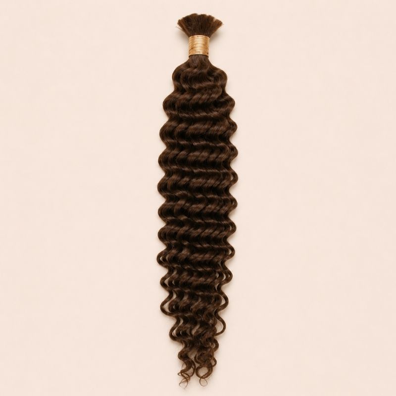 Single bundle of color 4 medium brown deep wave bulk human braiding hair