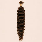 Single bundle of color 4 medium brown deep wave bulk human braiding hair