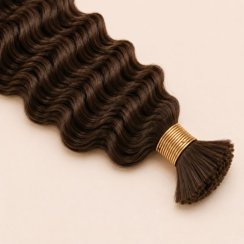 Bundles of color 4 medium brown deep wave bulk human braiding hair banded together