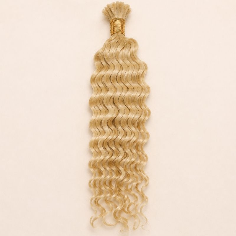 Single bundle of color 613 blonde deep wave bulk human braiding hair