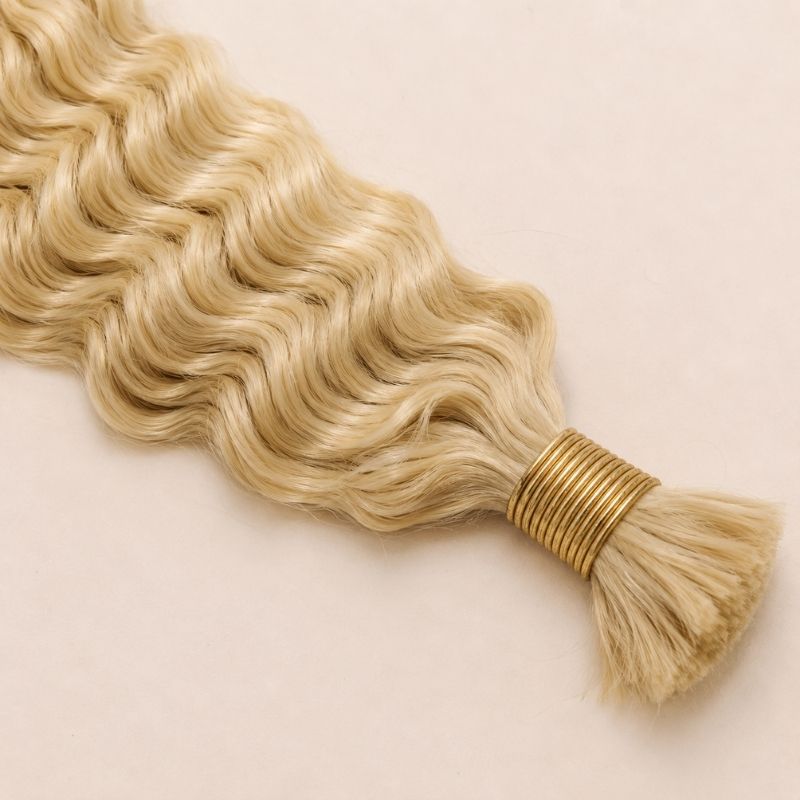 Bundles of color 613 blonde deep wave bulk human braiding hair banded together