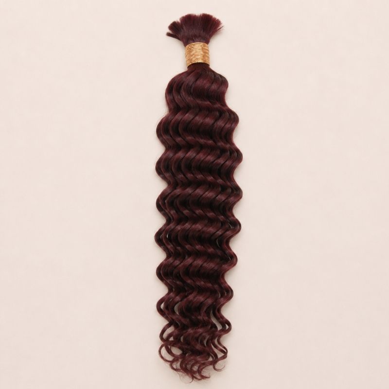 Single bundle of color 99J burgundy deep wave bulk human braiding hair