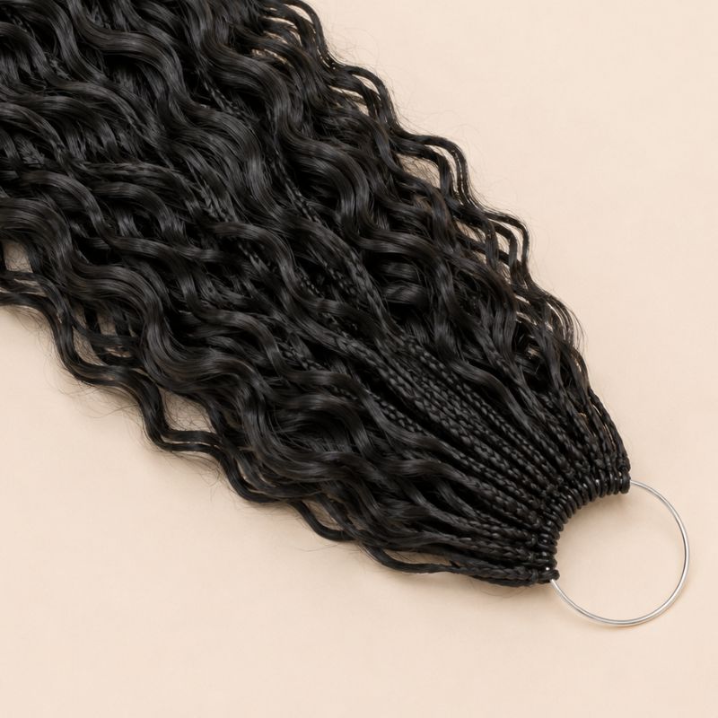 Packs of crochet boho braids with deep wave human hair banded together