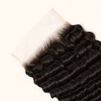 Close-up of the HD lace and parting on a deep wave 6x6 closure