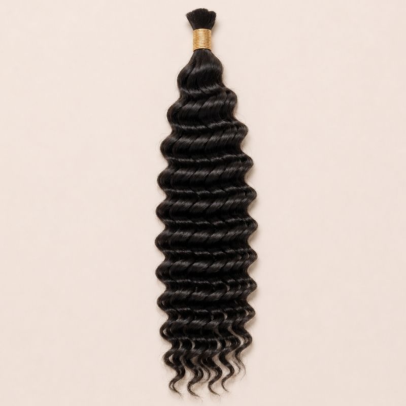 Single bundle of natural black deep wave bulk human braiding hair