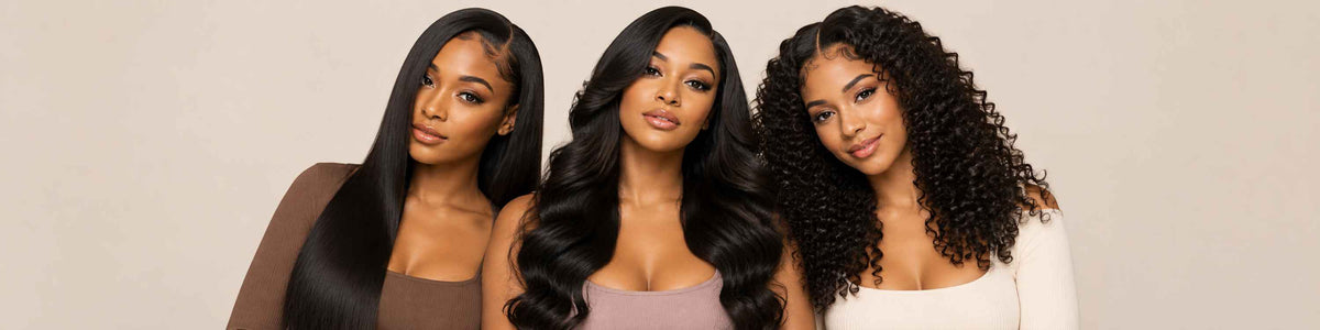 Models wearing Mayvenn's 4x4 lace closures