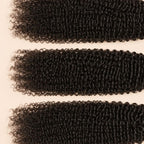 Three Jerry curl wefts laid flat, showing the staggered lengths