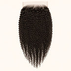 Jerry curl 6x6 HD lace closure in natural black, laid flat showing the full hair length
