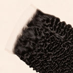 Close-up of the HD lace and parting on a Jerry curl 7x7 closure