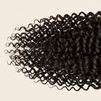 Close-up of the kinky curly texture on a 6x6 HD lace closure