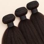 Three kinky straight bundles angled to show the machine-sewn wefts