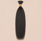 Single bundle of natural black kinky straight bulk human braiding hair
