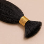 Bundles of natural black kinky straight bulk human braiding hair banded together