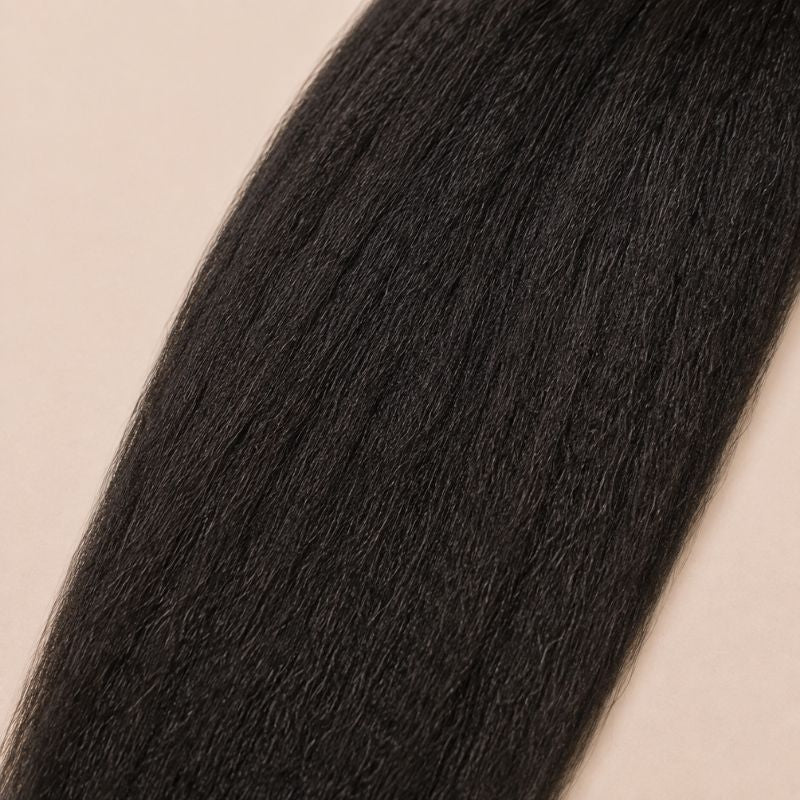 Close-up of the kinky straight texture in natural black human braiding hair