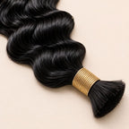 Bundles of natural black latin wave bulk human braiding hair banded together
