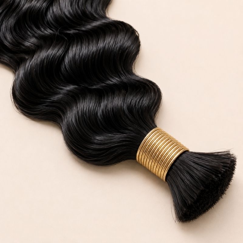 Bundles of natural black latin wave bulk human braiding hair banded together